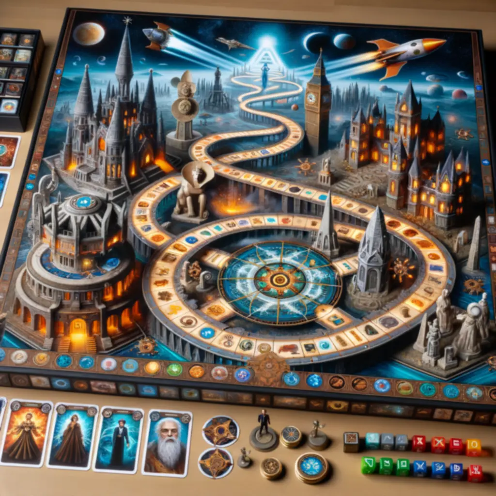 Fantasy board game illustration showcasing competitive gameplay and exciting tournament atmosphere