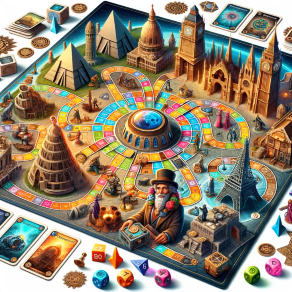 Historical themed board game design featuring detailed period-specific elements and educational gameplay