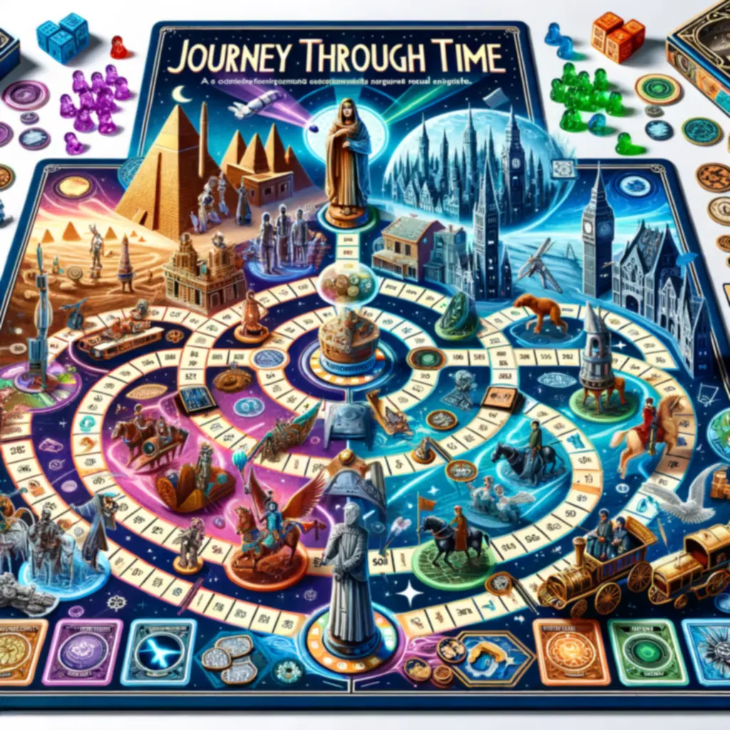 Journey through time board game featuring time travel adventure and historical exploration gameplay